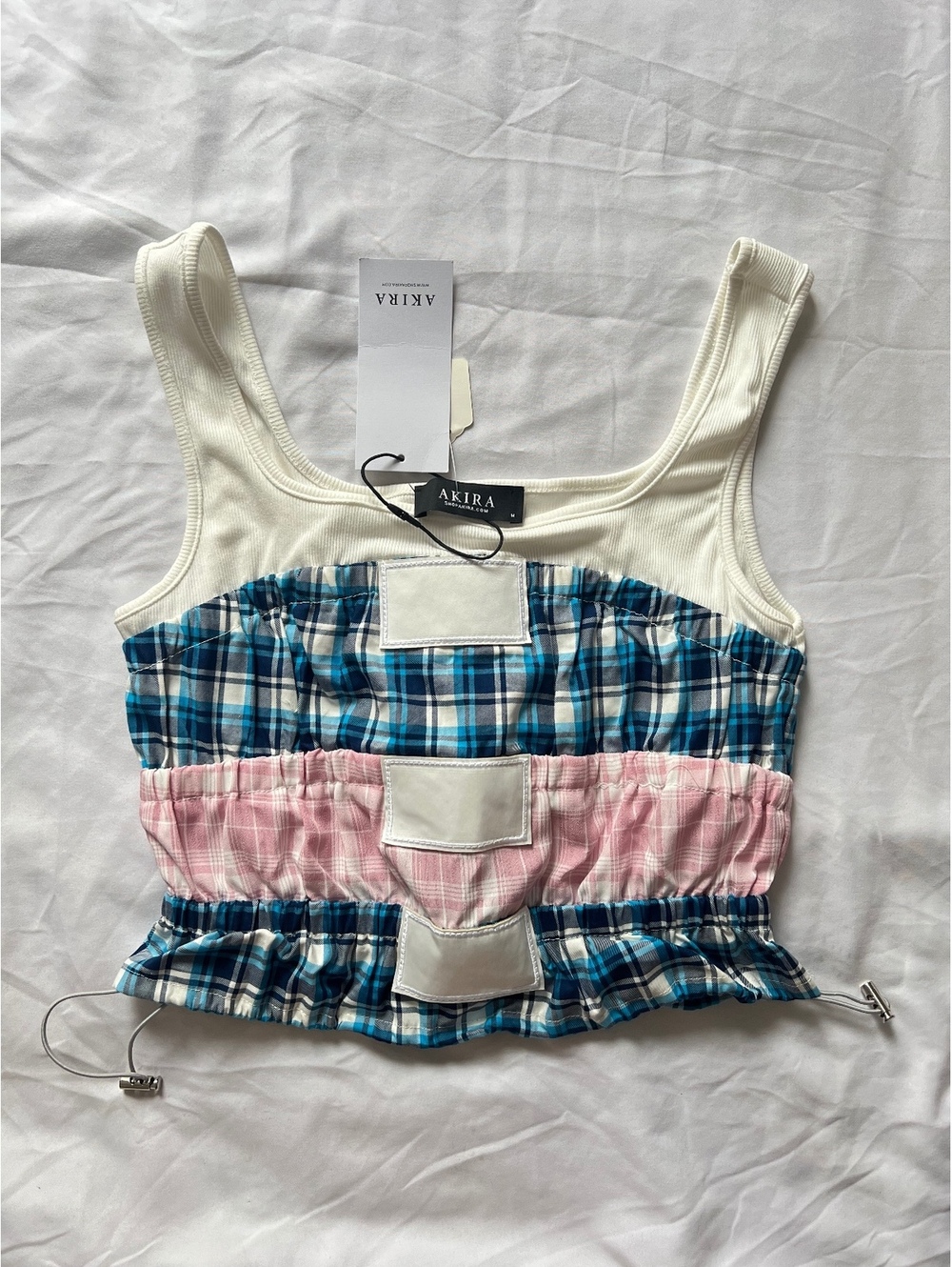 Akira Plaid Patchwork Crop Top- NWT